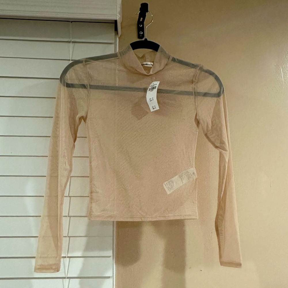 Abercrombie & Fitch Nude Mesh long sleeve Top XS New with tag